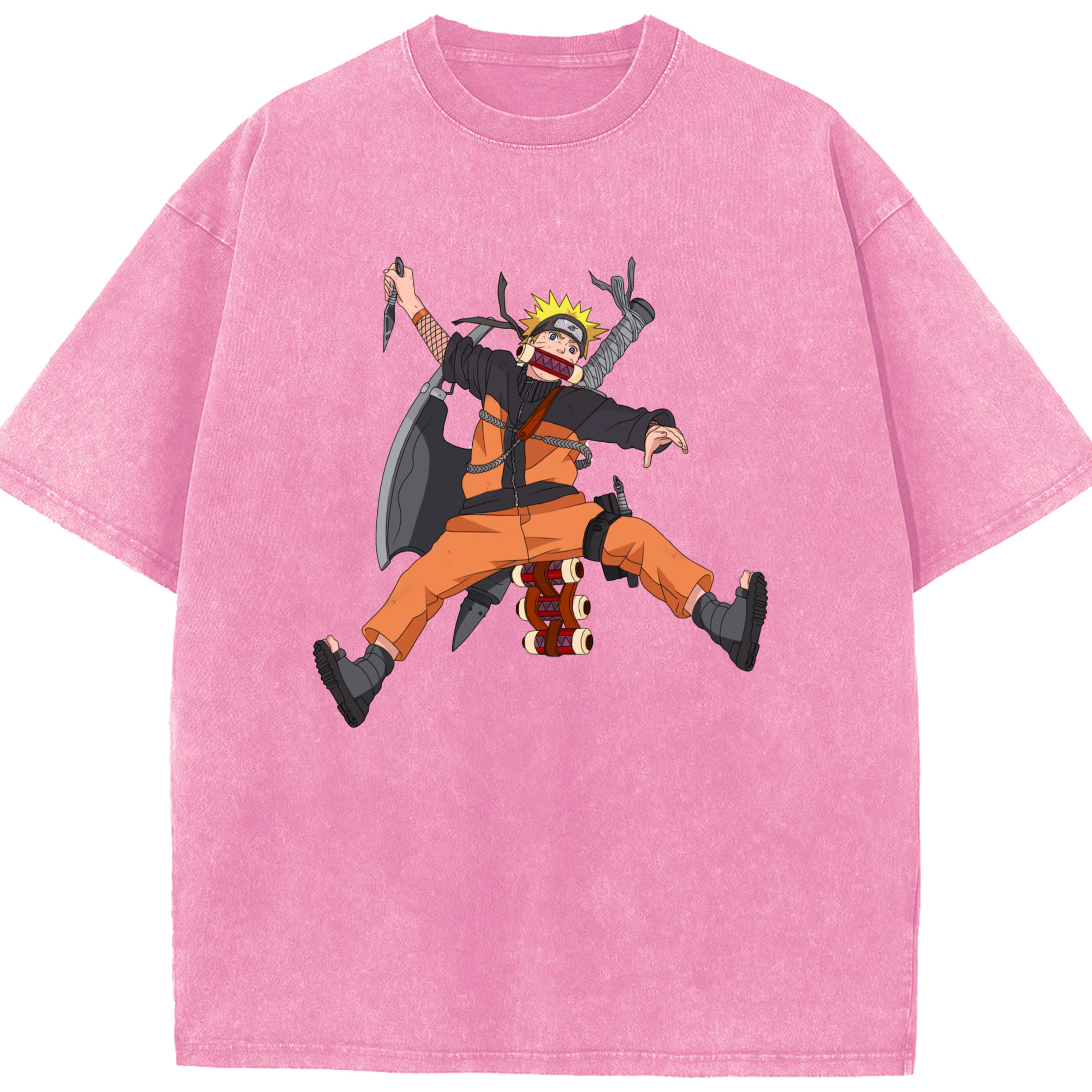 （画像用） NARUTO -ナルト- うずまき ナルト Uzumaki Naruto 綿100% ヴィンテージ風 半袖Tシャツ（フロントプリント）
